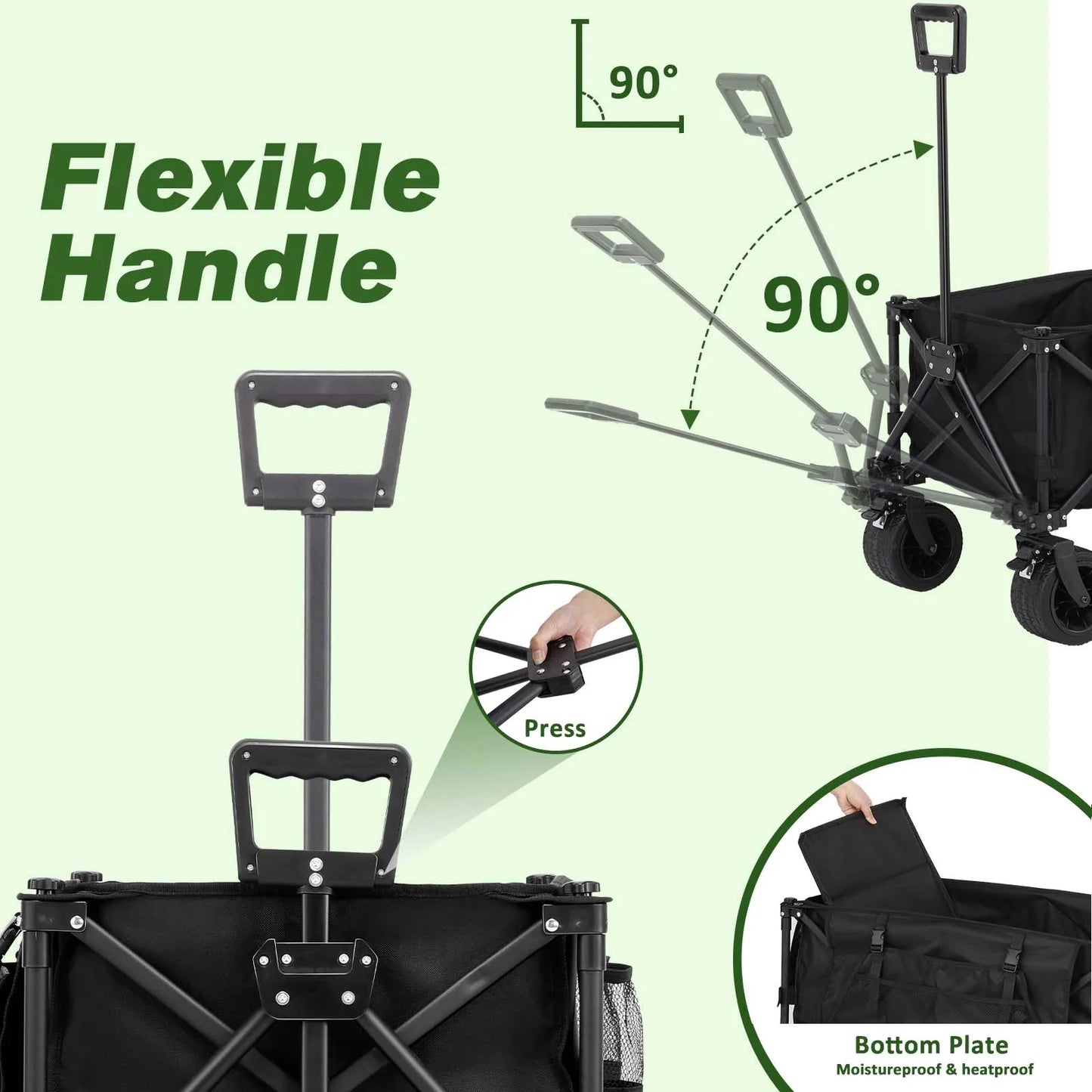 TOMSHOO Collapsible Folding Wagon Cart/Portable Large Capacity Camping Wagon/All Terrain Foldable Wagon/Heavy Duty Utility Wagon