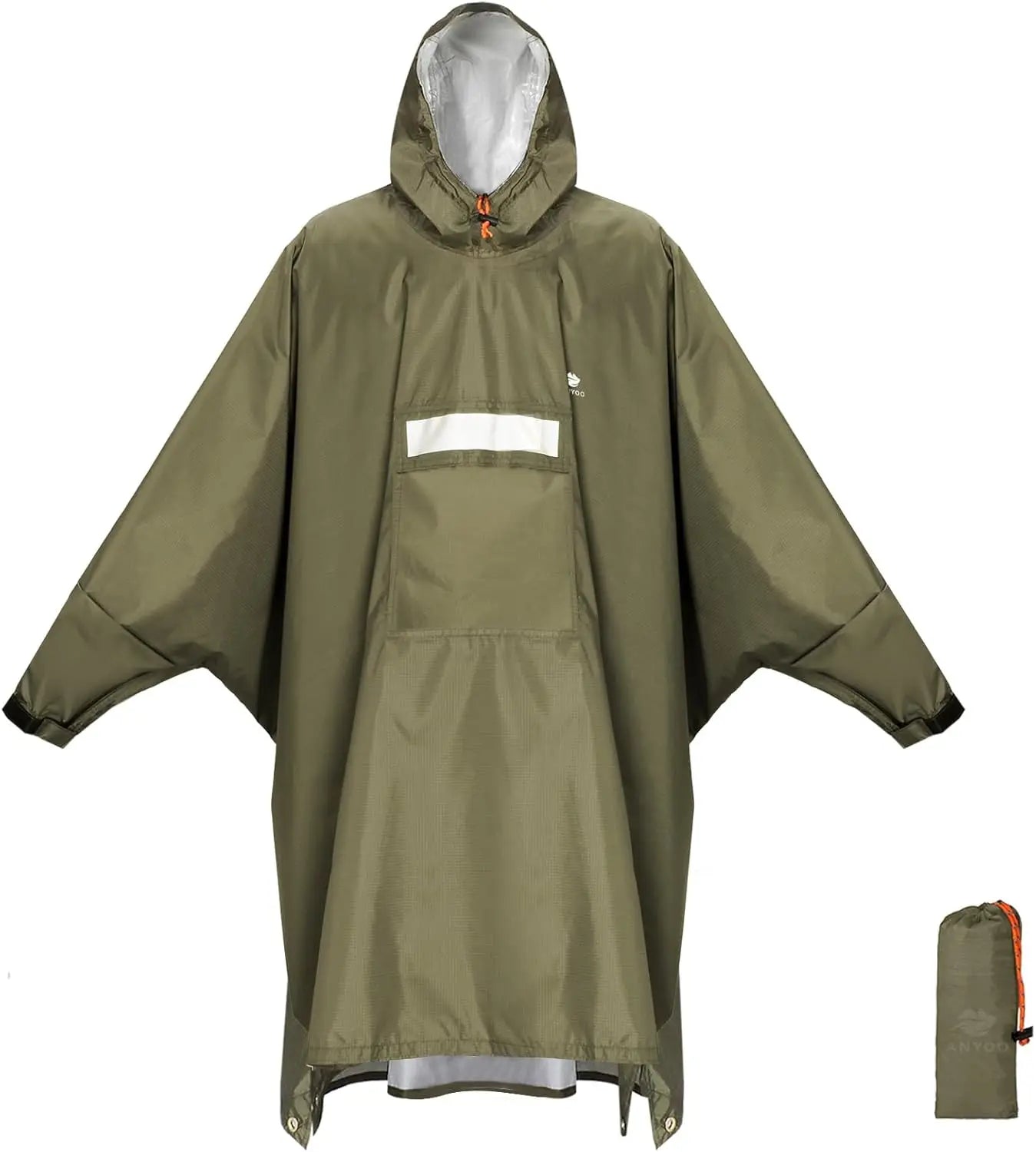 Hooded Rain Poncho for Adults Waterproof Lightweight Rain Coat for Men Women Reusable Rain Jacket for Emergency Outdoor