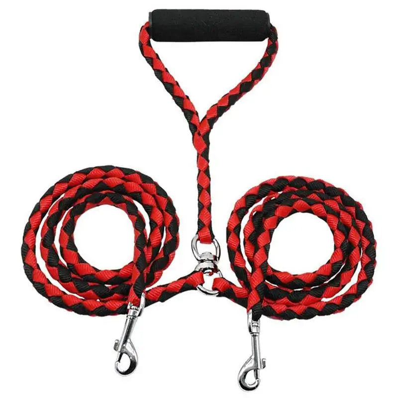1.4m Pet Double Leash 2 Way Couplers Dog Leash Rope Elastic Extended Pet Leash Belts