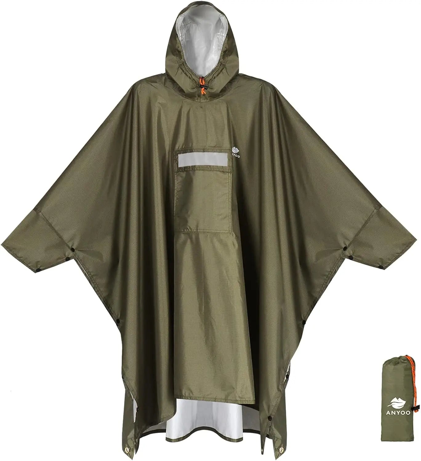 Hooded Rain Poncho for Adults Waterproof Lightweight Rain Coat for Men Women Reusable Rain Jacket for Emergency Outdoor