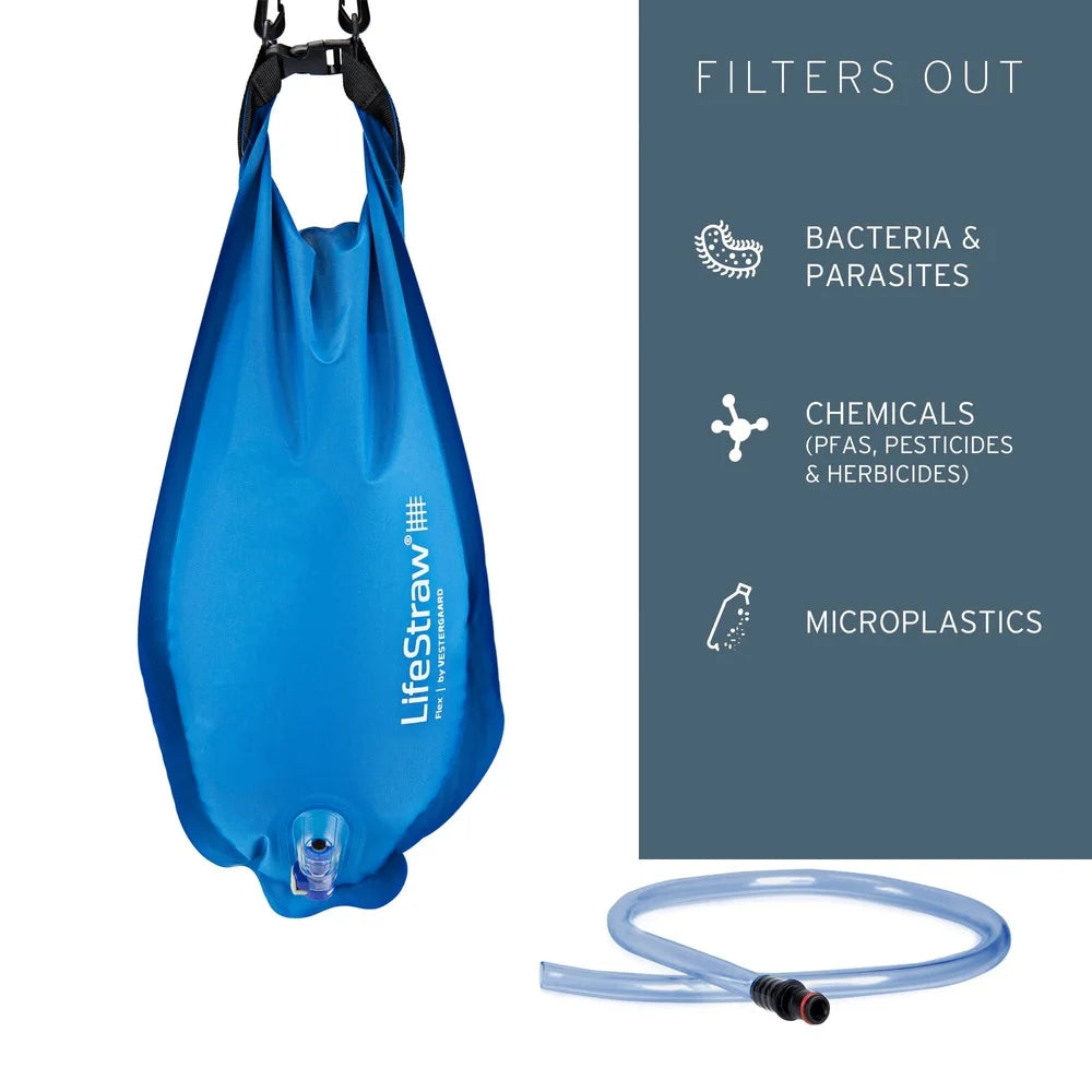 Ultralight Compact Gravity Water Filter System with Shoulder Strap Leak-Proof Hose Connector Ideal Hiking Camping Survival 500