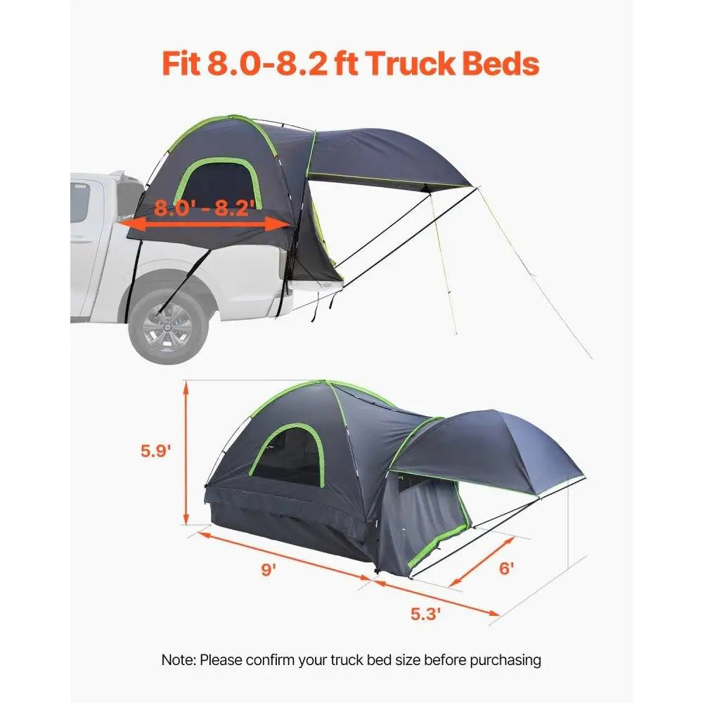 Waterproof Truck Bed Tent 8ft to 8.2ft PU2000 2-3 Person