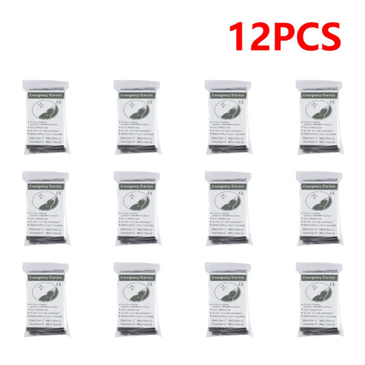 30-10PCS Emergency Thermal Poncho Blanket Lightweight Folding Water Resistant Windproof Sunshade First Aid Camping Mat Pad Cover