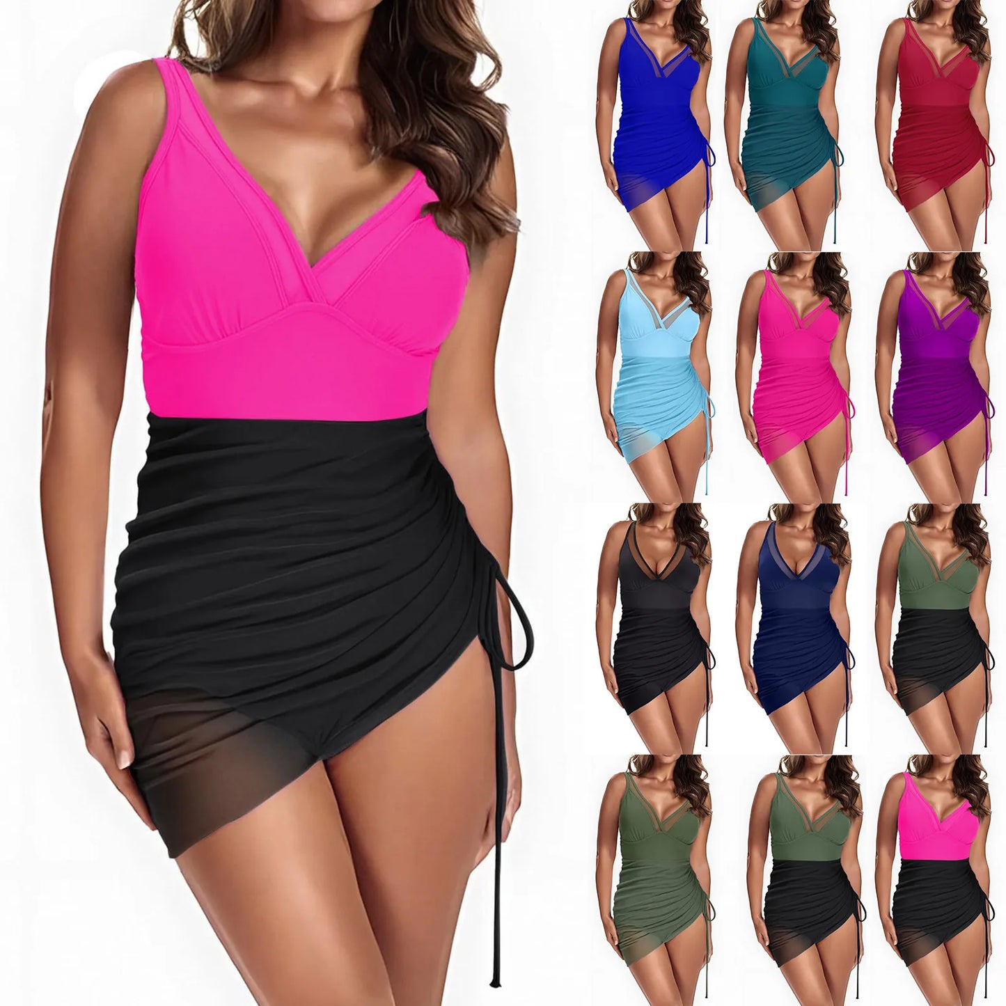 2025 Solid Mesh Patchwork Swimwear Women Sexy Push Up One Piece Swimsuit Monokini Lady Brazilian Beach Bathing Suit