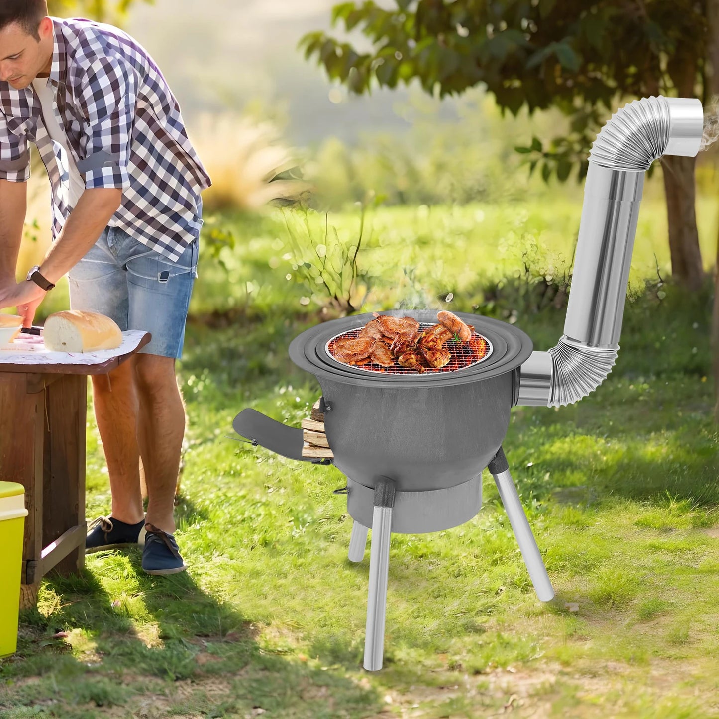 Outdoor Cooking Wood Stove Outdoor Camping Barbecue Stove Wood Stove Maximum Temperature Tolerance 800 ℃