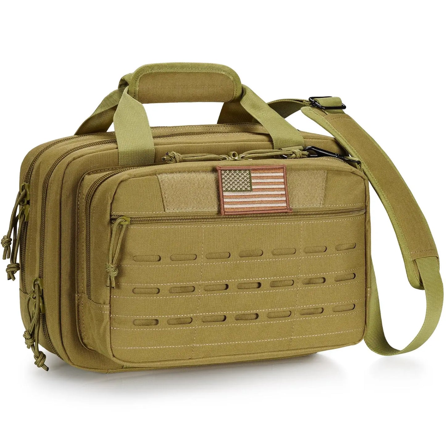 CVLIFE Tactical Gun Range Bag Case Pistol Handgun Lockable 3 Compartments Outdoor Shooting