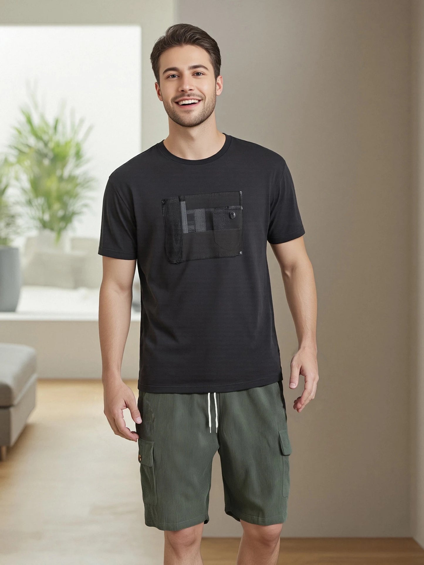 Men s Corduroy Cargo Shorts with Elastic Waistband and Multiple Pockets Perfect for Everyday Wear and Outdoor Activities