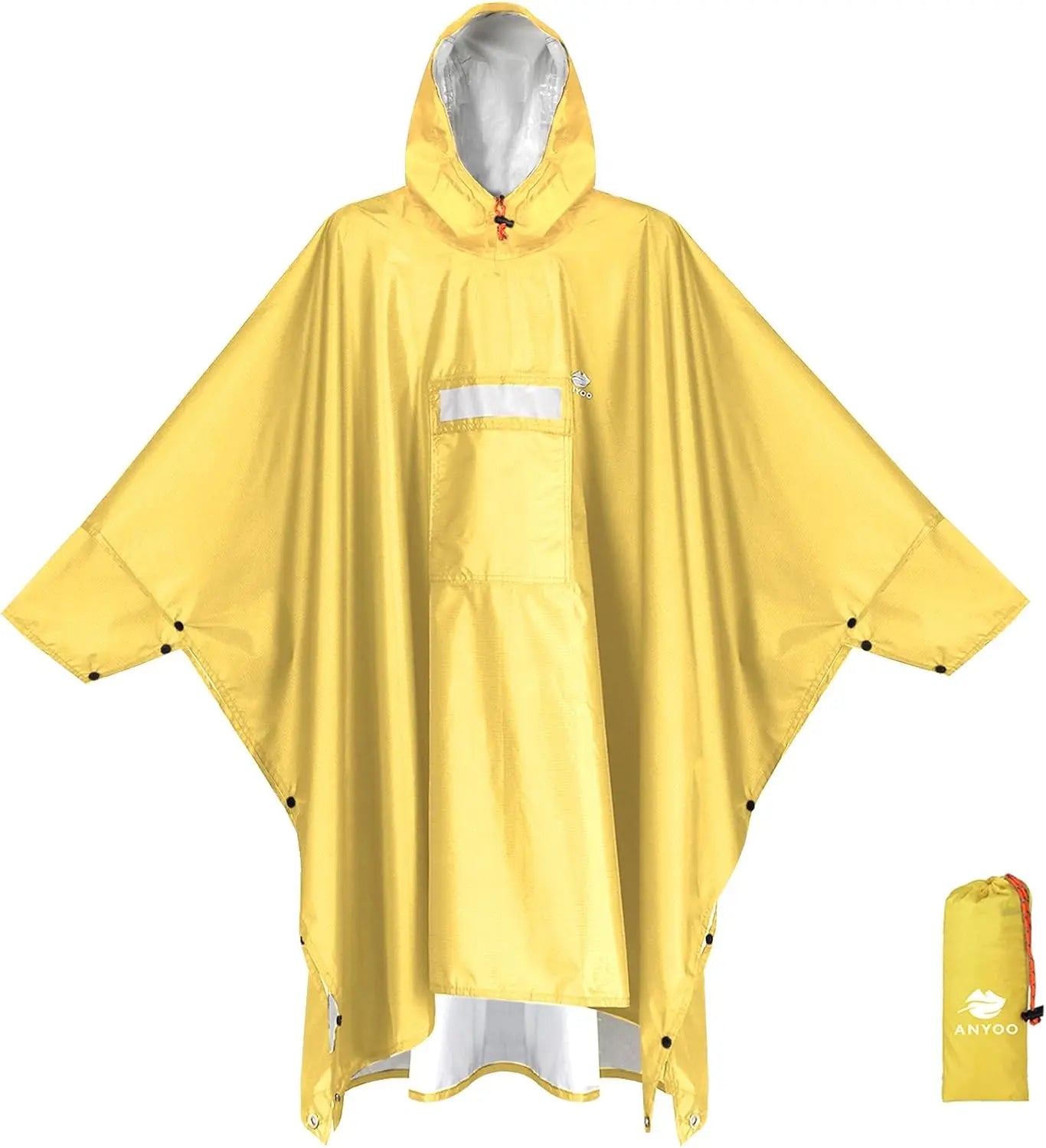 Hooded Rain Poncho for Adults Waterproof Lightweight Rain Coat for Men Women Reusable Rain Jacket for Emergency Outdoor