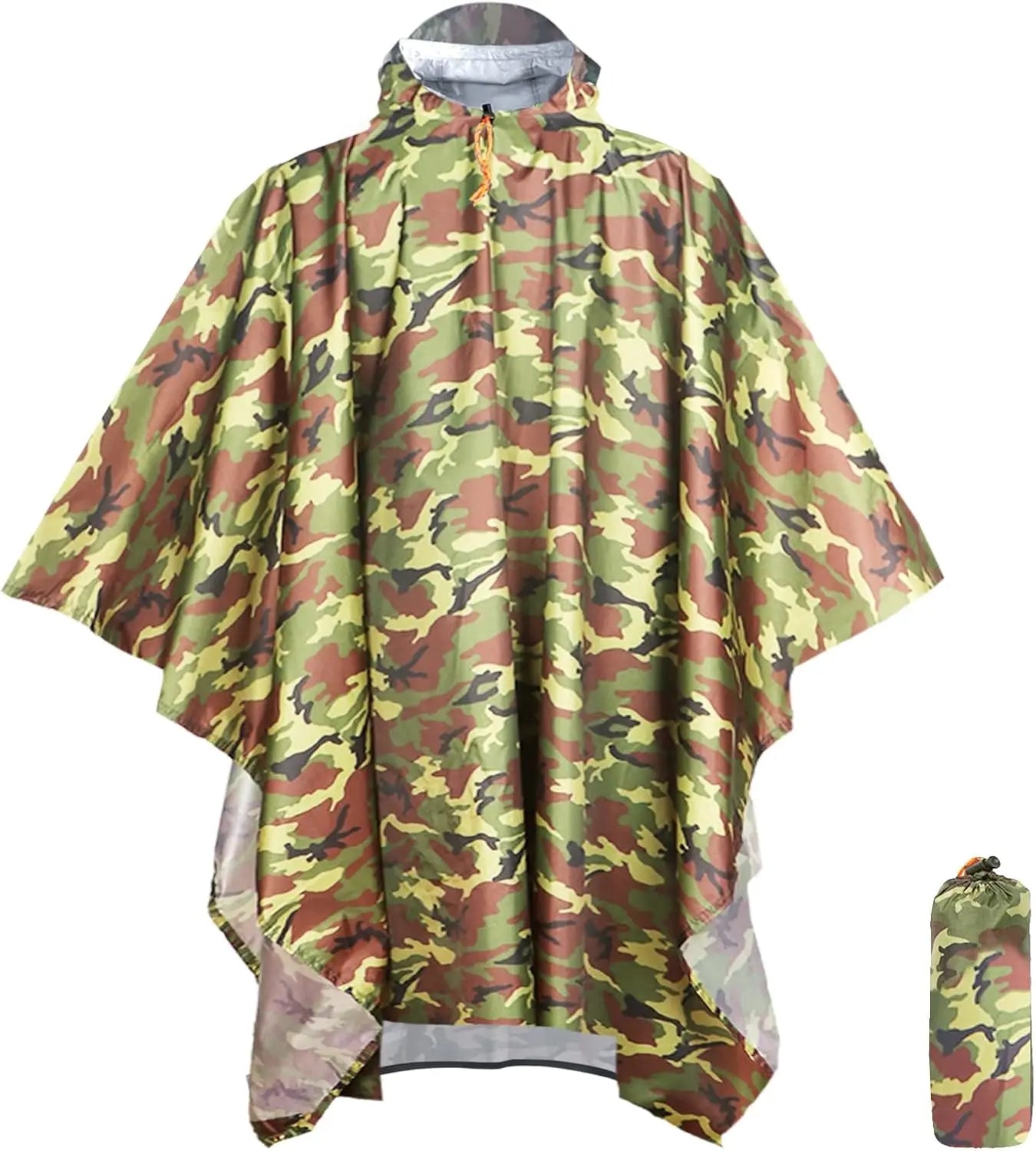 Hooded Rain Poncho for Adults Waterproof Lightweight Rain Coat for Men Women Reusable Rain Jacket for Emergency Outdoor