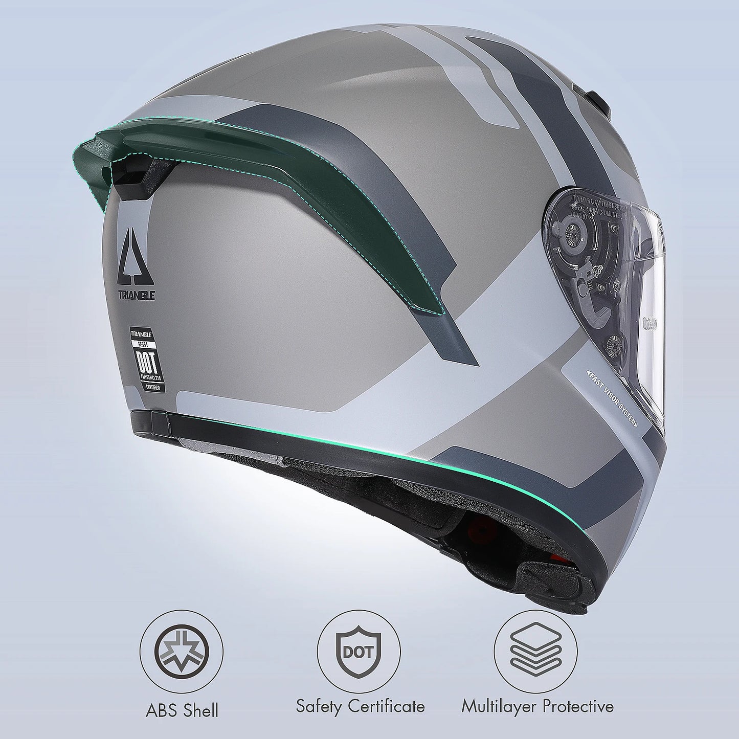 Triangle Full Face Motorcycle Helmet Dual Visor for Adults Men and Women with Internal Sunshield DOT Approved