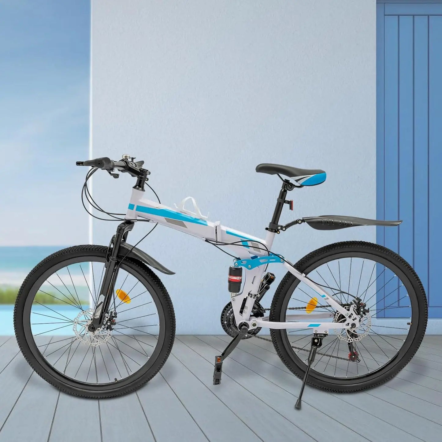 26 Inch Mountain Bike, 21 Speed Folding Bike, Foldable Bicycle for Daily Commuting, Fitness, Off-Road Challenges, Competition