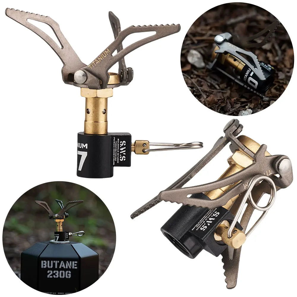 2700W Ultralight Camping Stove Titanium Outdoor Gas Stove Stainless Steel Portable Gas Burner for Outdoor Hiking Picnic