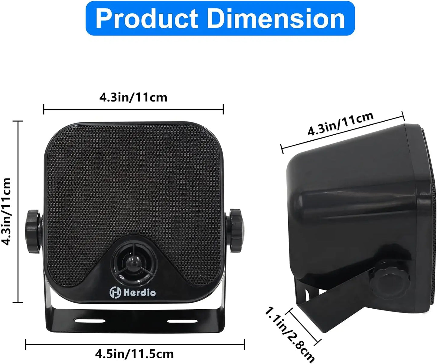 Waterproof Marine Speakers 100W 4 Inch Motorcycle Audio Speaker Heavy Duty Music Sound System