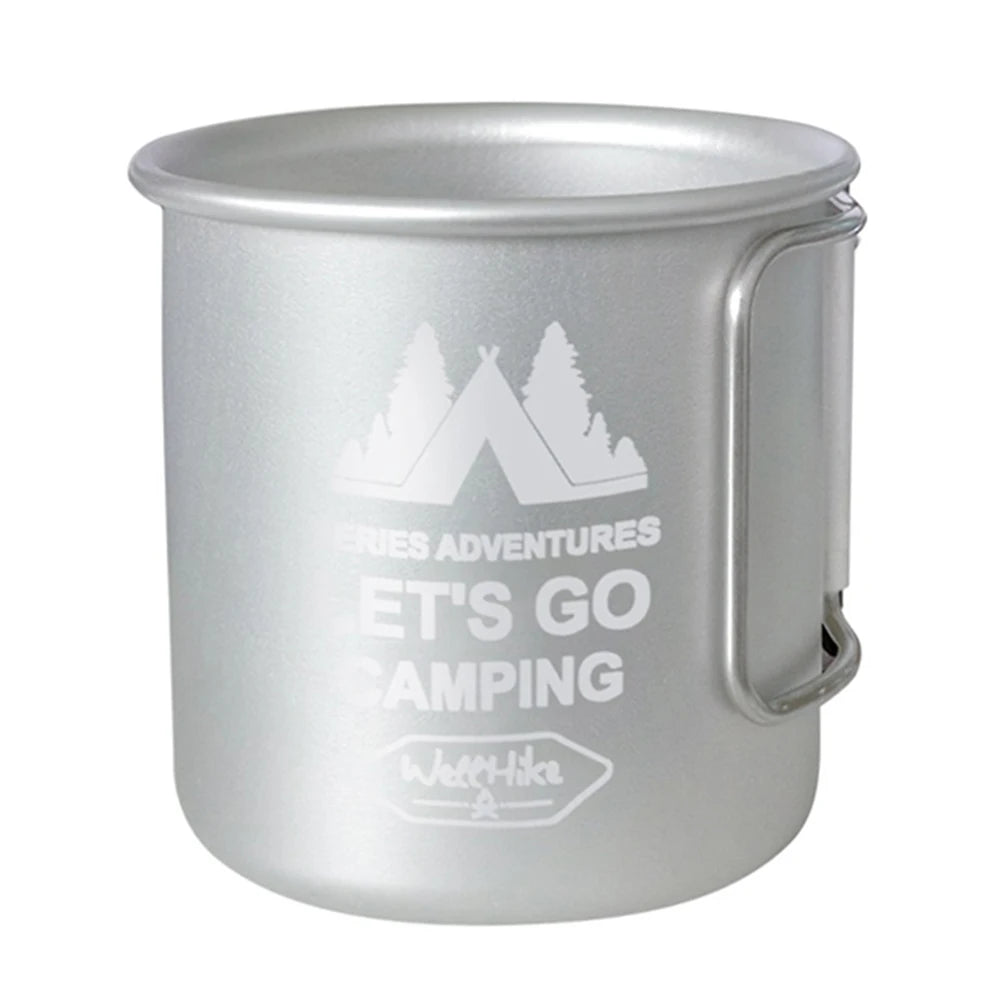 Lightweight 300ML Aluminum Alloy Camping Water Cup with Foldable Handle for Hiking and Outdoor Travel