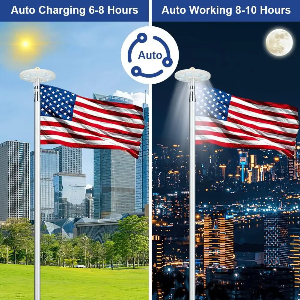 Solar Flag Pole Light,136 LEDs Flagpole Light, Auto On/Off Energy Saving Dusk to Dawn