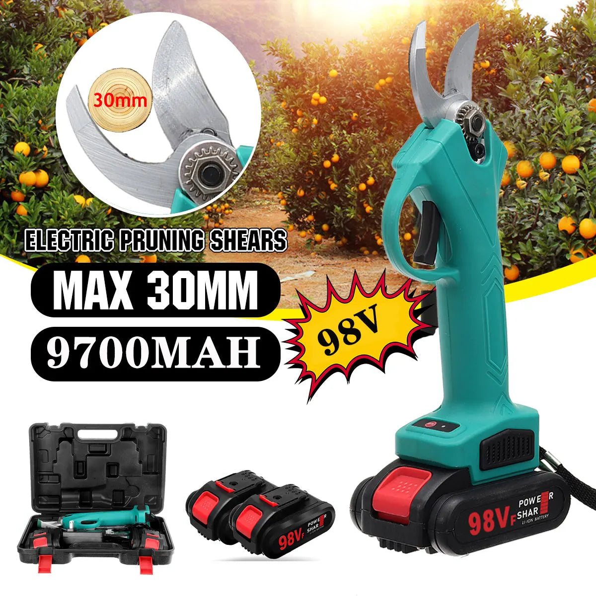 30mm Cordless Electric Pruning Shears Garden Fruit Tree