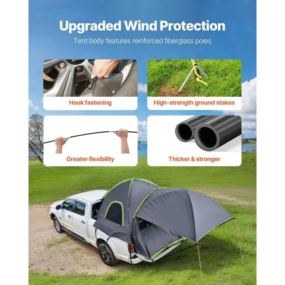 Waterproof Truck Bed Tent 8ft to 8.2ft PU2000 2-3 Person