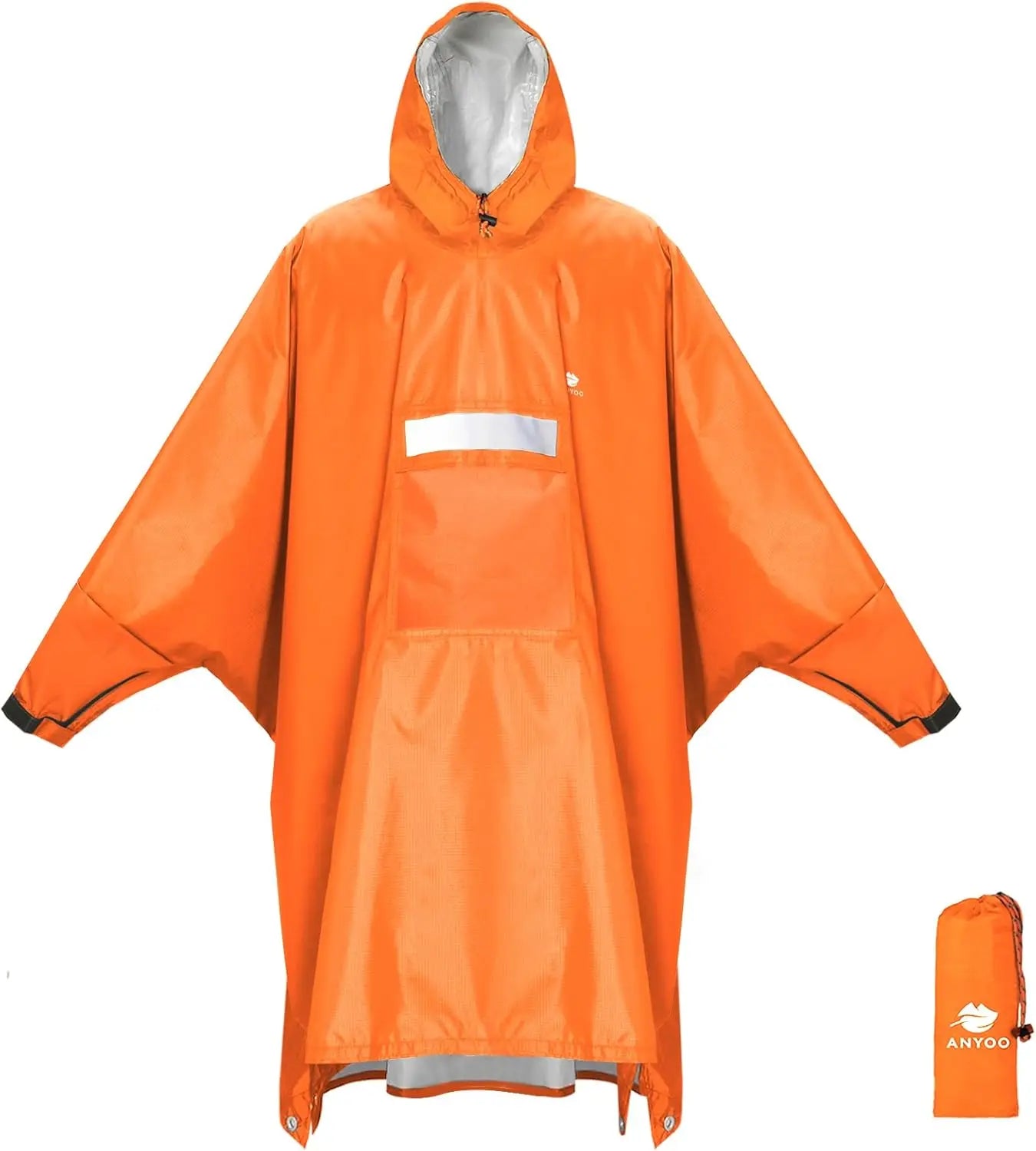 Hooded Rain Poncho for Adults Waterproof Lightweight Rain Coat for Men Women Reusable Rain Jacket for Emergency Outdoor