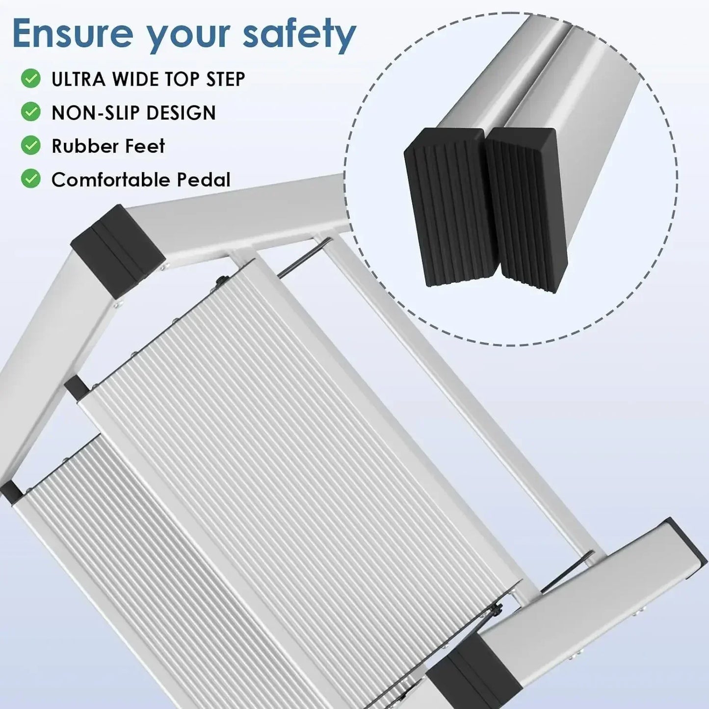 2-3-4 Step Ladder Aluminum Lightweight Folding Step Stool Wide Anti-Slip Pedal