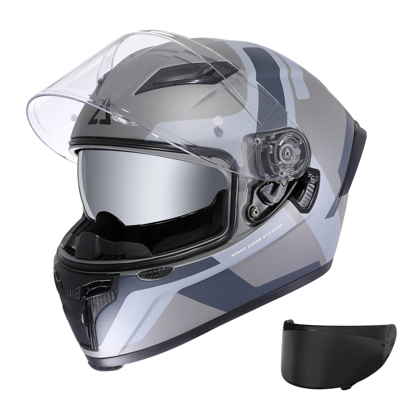 Triangle Full Face Motorcycle Helmet Dual Visor for Adults Men and Women with Internal Sunshield DOT Approved