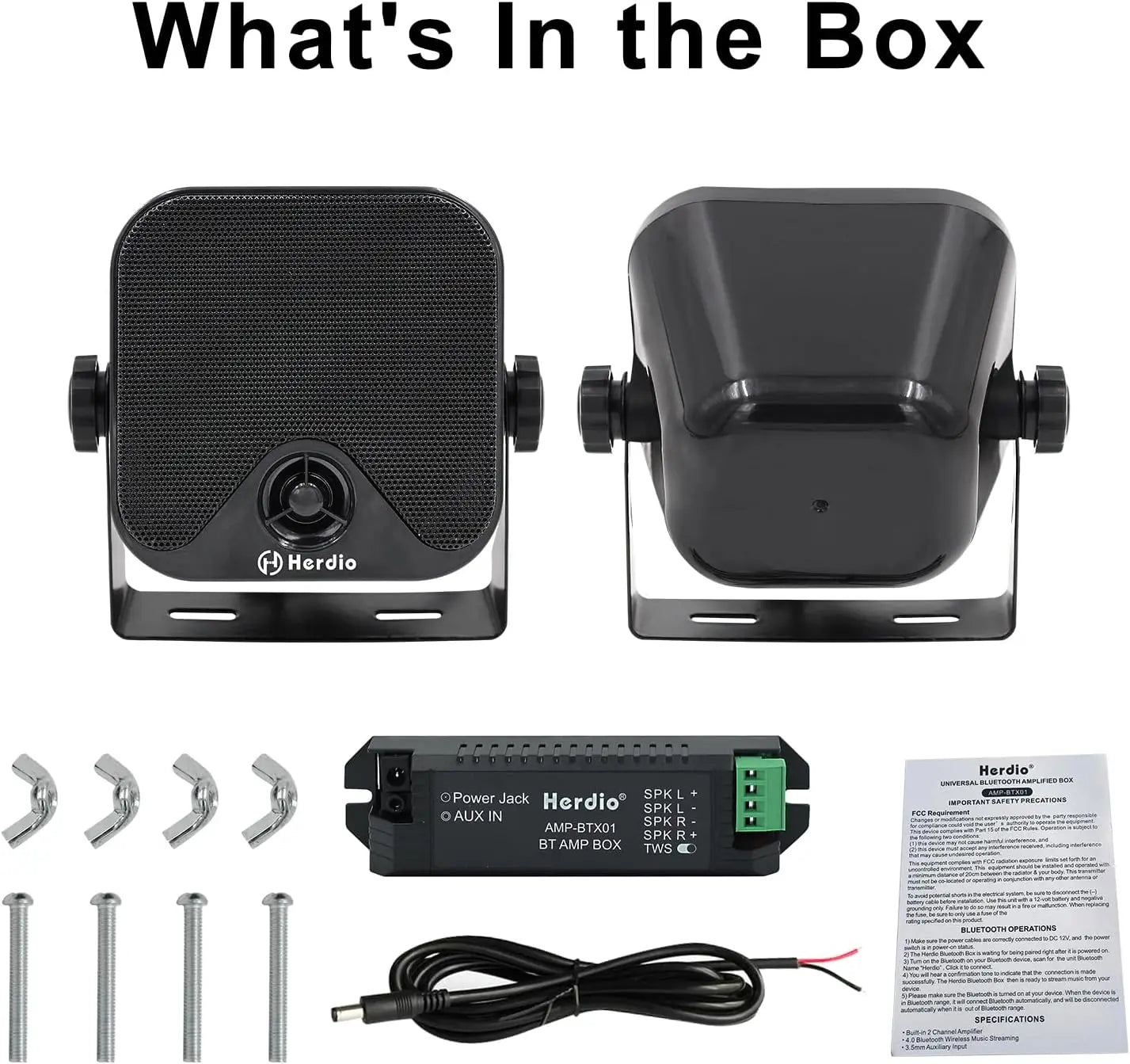 4'' 100W Heavy Duty Waterproof Boat Marine Bluetooth Speakers Surface Mounted For Camper