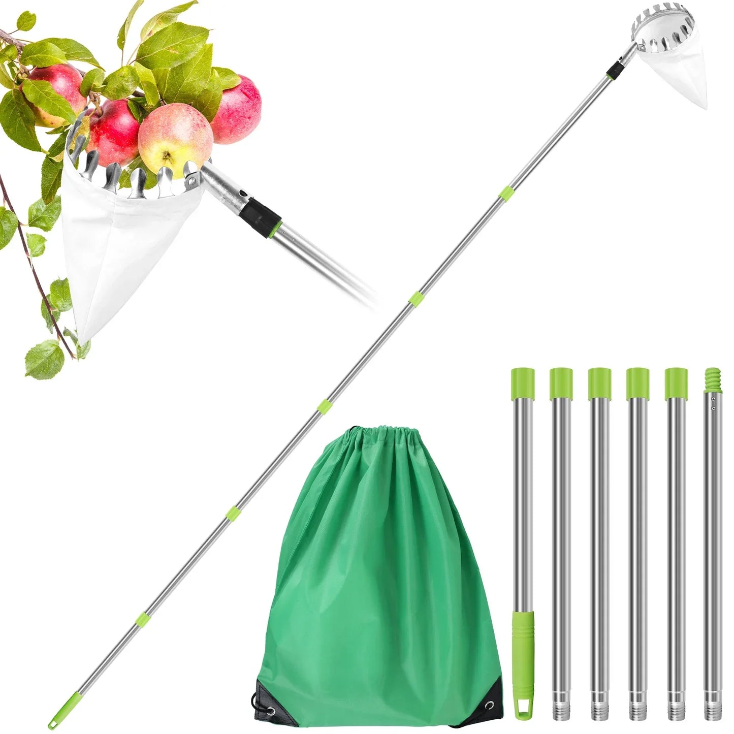 New Fruit Picker Fruit Picking Tool with Storage Bag Stainless Steel Orange Picker Tool