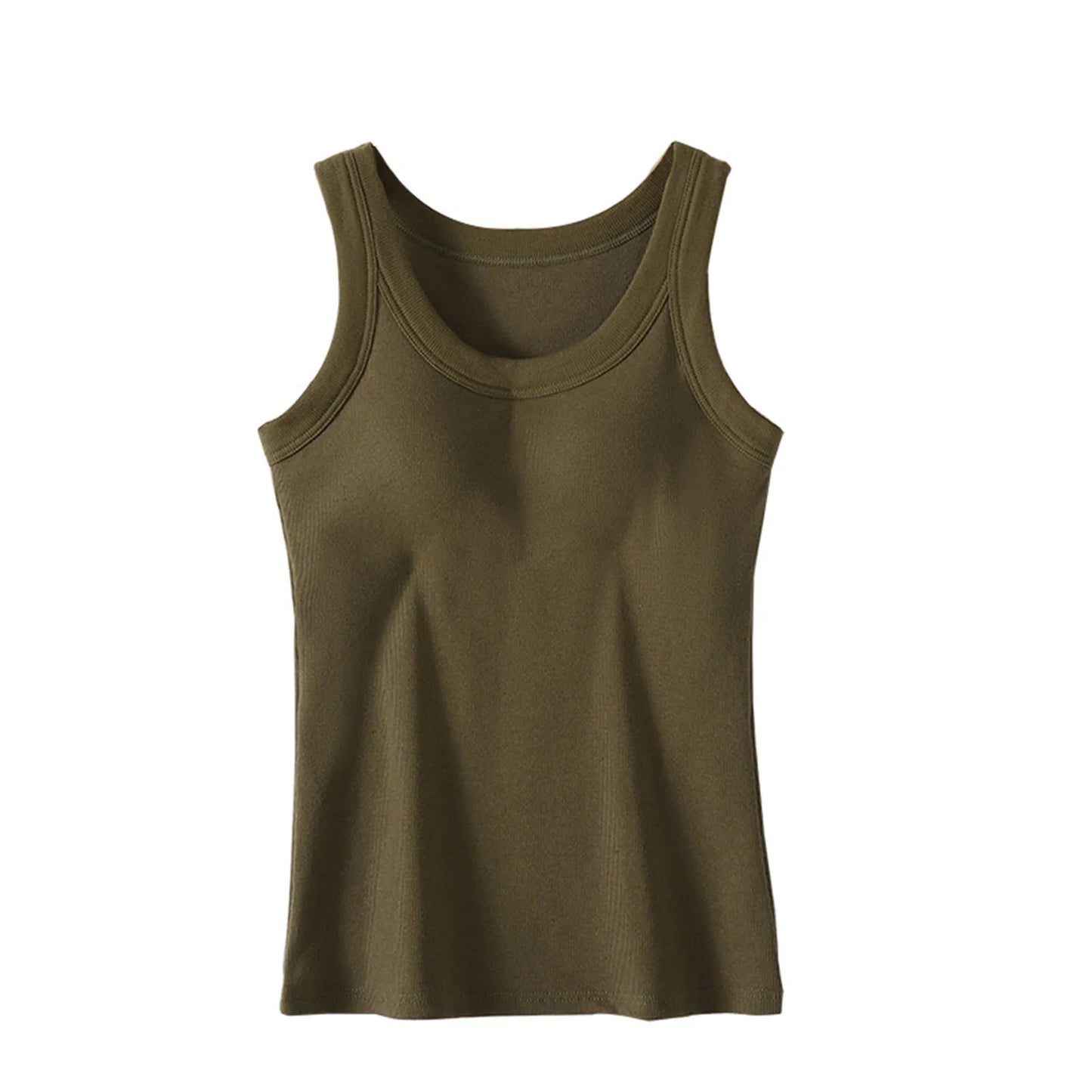 DéBardeur Femme Traf Women'S Solid Color Vest Without Wires Padded Round Neck Bottoming Tops Woman 2025 Top Mujer Elegante