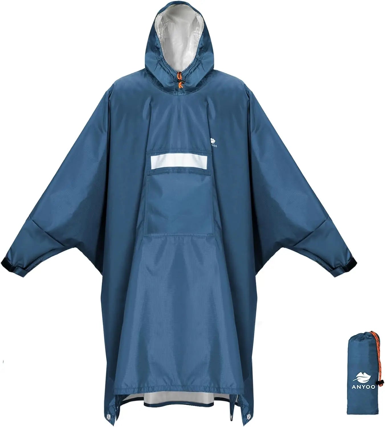Hooded Rain Poncho for Adults Waterproof Lightweight Rain Coat for Men Women Reusable Rain Jacket for Emergency Outdoor