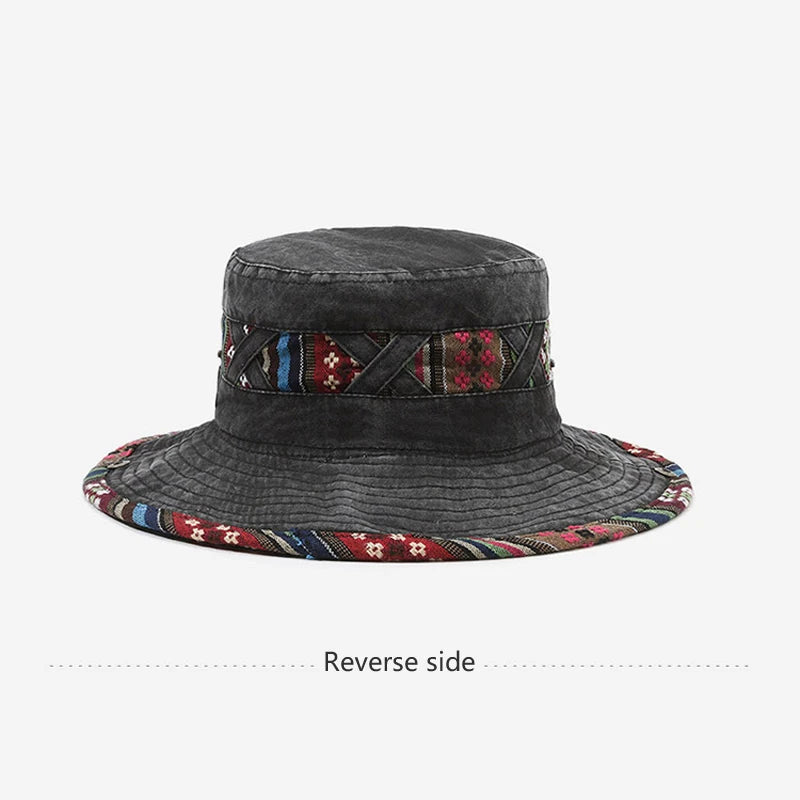 Personality Ethnic Style Western Cowboy Hat Spring Summer Hiking Hat for Men Outdoor Casual Large Brim Fishing Shade