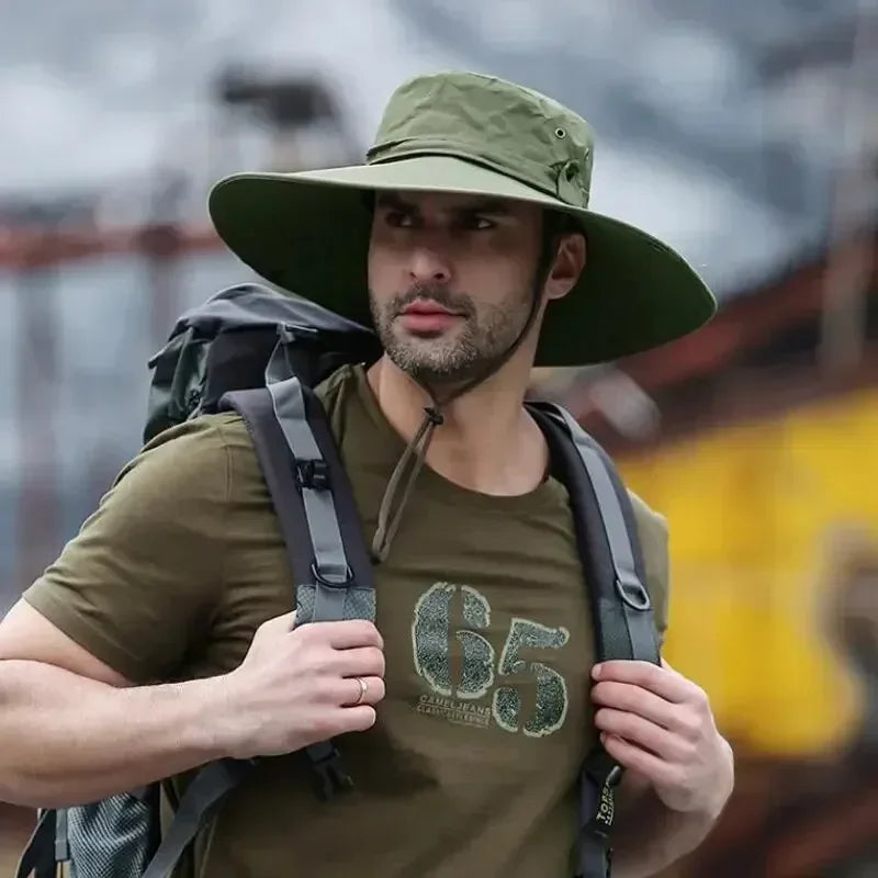 New Sun Protection Fishing Hat Summer Breathable Mesh Camping Hiking Cap Anti UV Sun Hat Mountaineering Men's Panama Hat