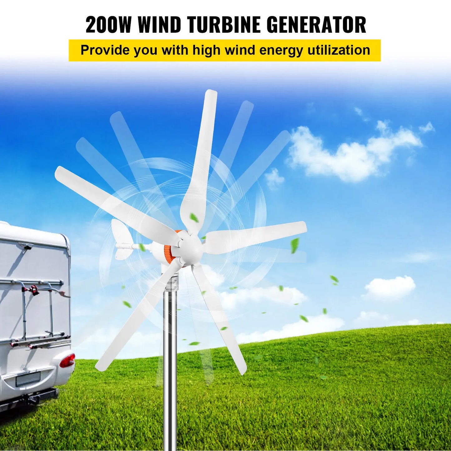 Wind Turbine Generator 500W 5 Blades With MPPT Controller Windmill RV Yacht