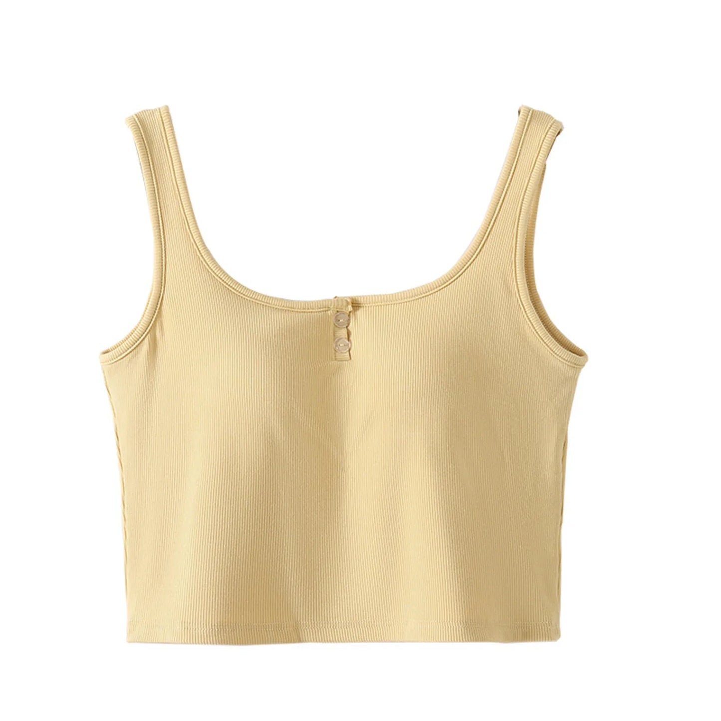 DéBardeur Femme Traf Women'S Solid Color Vest Without Wires Padded Round Neck Bottoming Tops Woman 2025 Sleeveless Tops