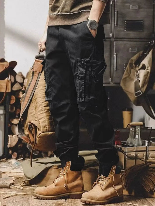 Work Pants Mens Casual Pants Elastic Waistband Oversized Pants With Multiple Pockets Loose Big Size Oversized Trousers