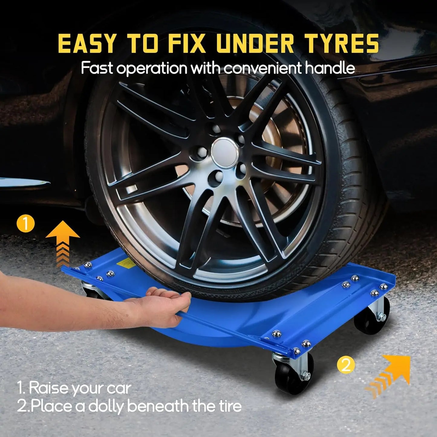 2pcs/4pcs Car Dolly Set 5000LBS Capacity Wheel Dolly, Heavy Duty Vehicle Dolly for Moving Car with Steel Wheels