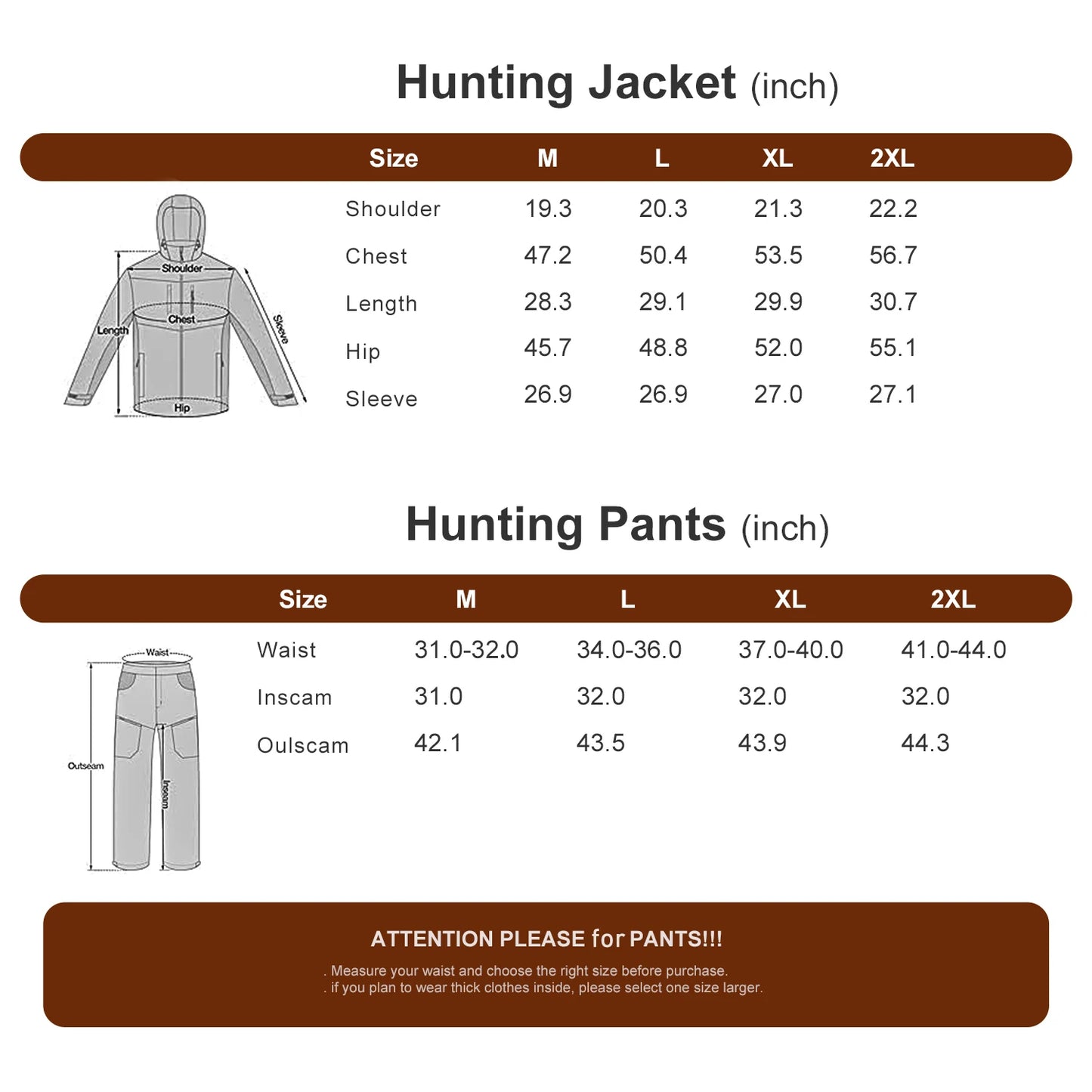 Multifunctional Hunting Clothes Fleece Lining Safety Strap Water Resistant Silent Hunting Jacket and Pants