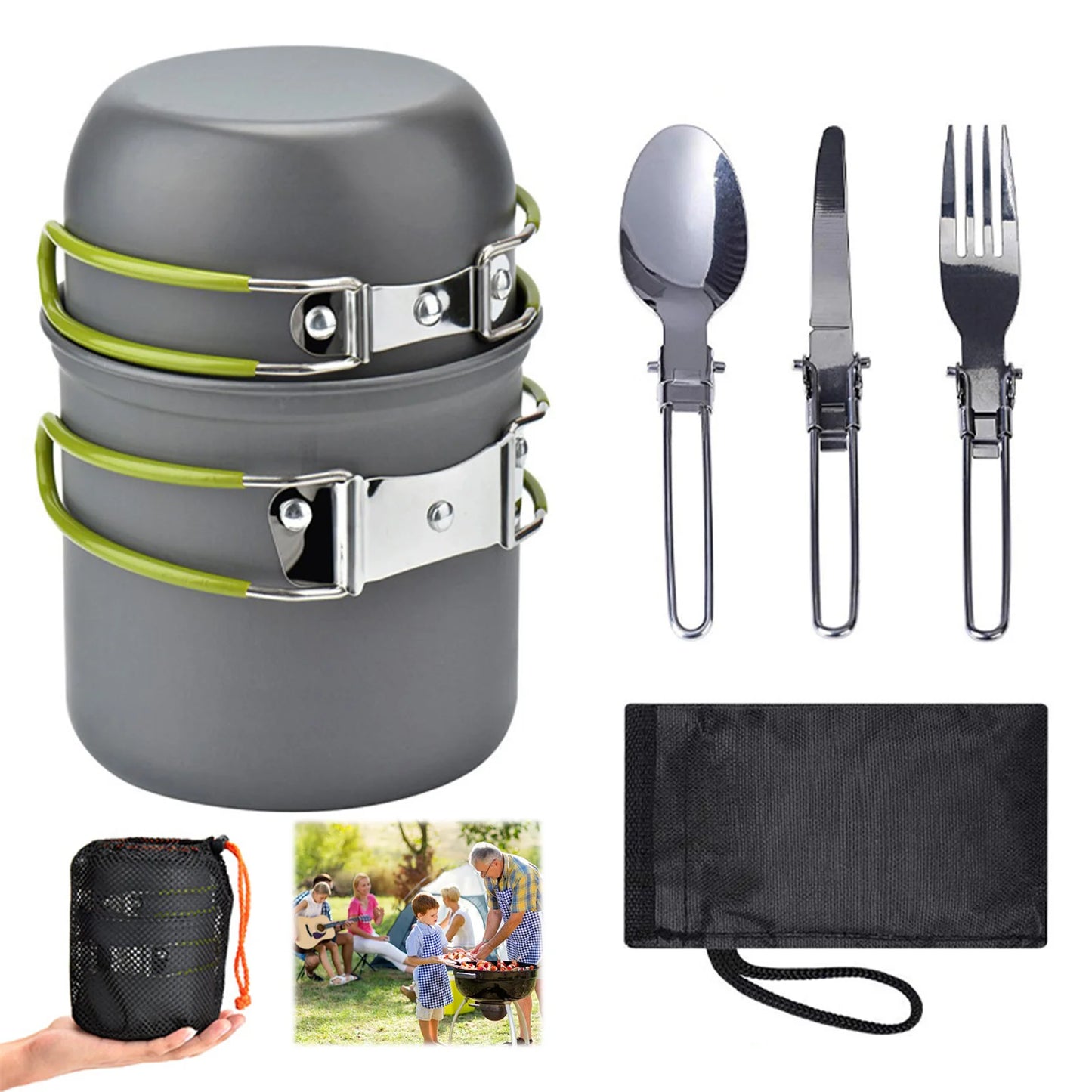 Outdoor Tableware Camp Cooking Set Portable Cook Gear Aluminum Alloy Cookware Sets etc kit for Camping Lovers