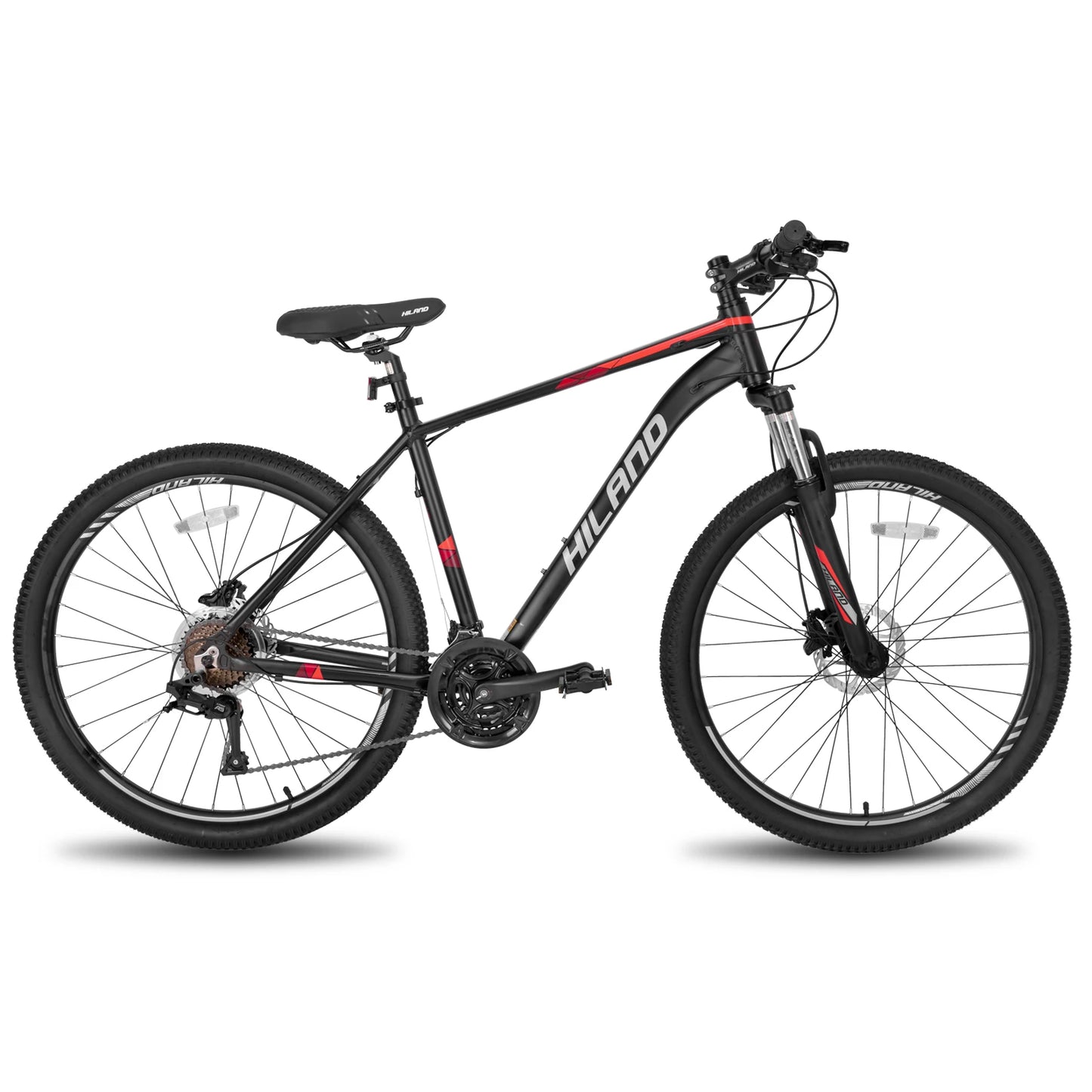 Hiland Aluminum Mountain Bike 21 Speeds Hydraulic Disc Brakes Lock-Out Suspension Fork 27.5 Inch Wheel Bike for Men Mens