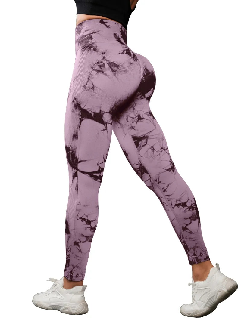 3 Piece Workout Leggings Sets for Women High Waisted Tie Dye