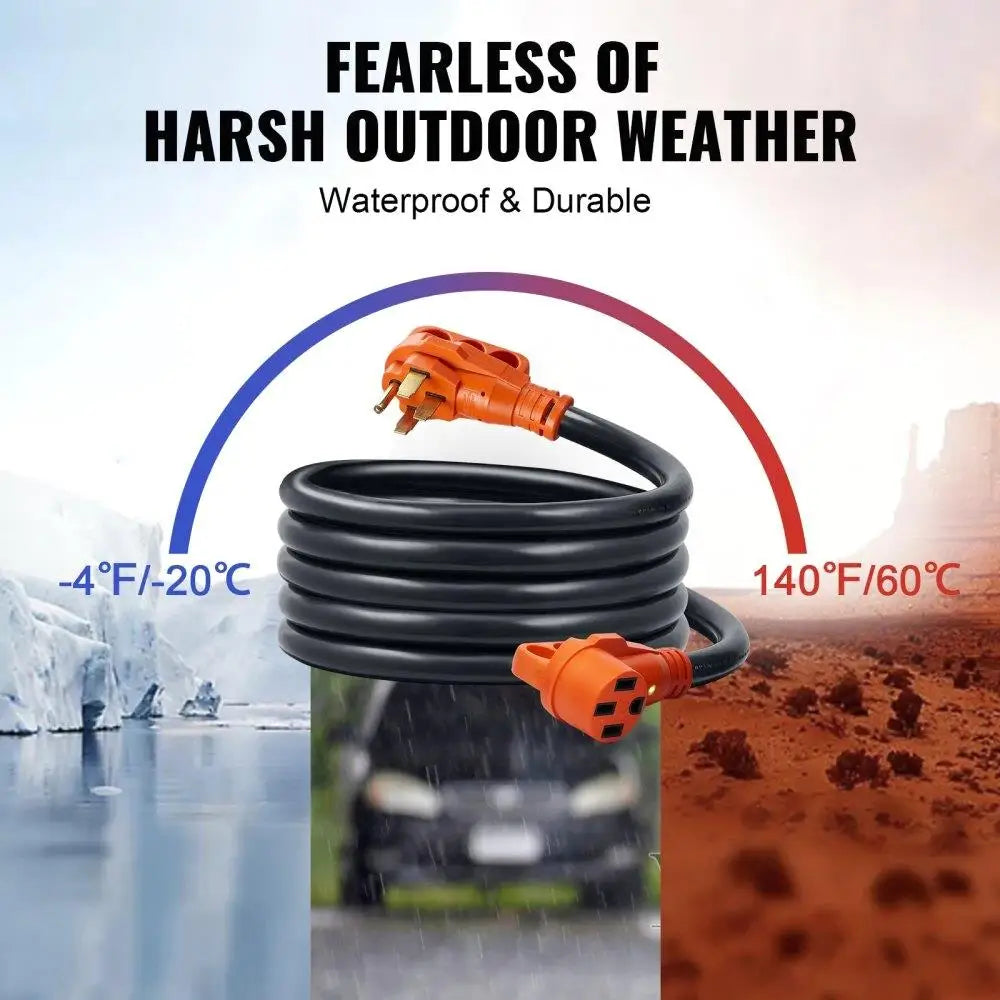 15 Ft RV Extension Cord 50 Amp Heavy Duty STW RV Power Cord NEMA 14-50R Female NEMA 14-50P Male Plug with LED