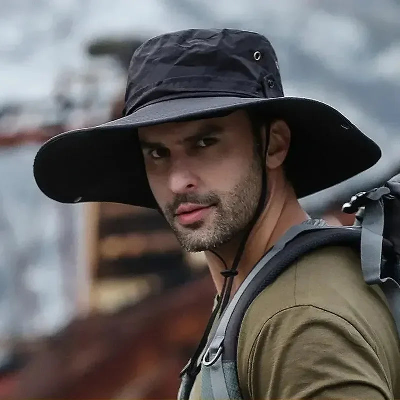 New Sun Protection Fishing Hat Summer Breathable Mesh Camping Hiking Cap Anti UV Sun Hat Mountaineering Men's Panama Hat
