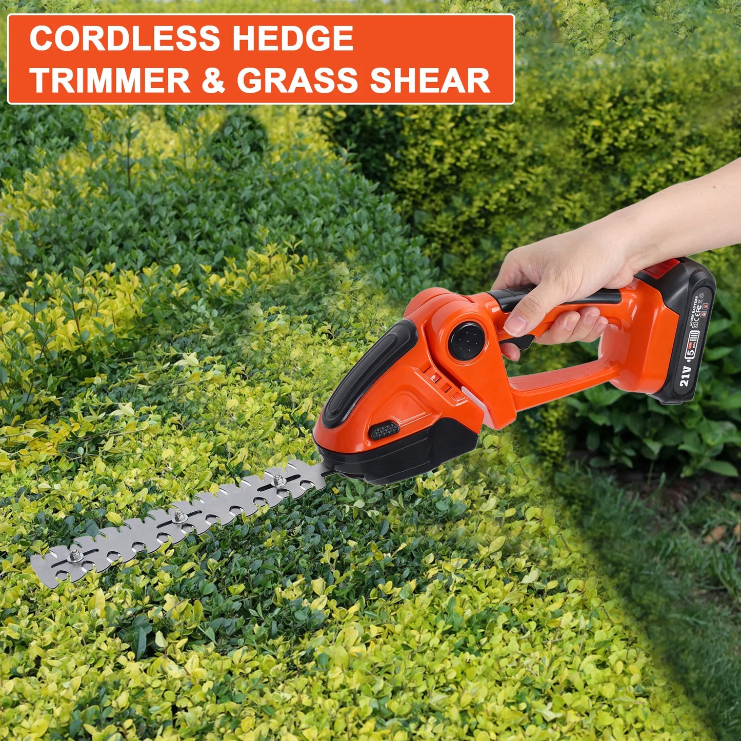 2 in 1 Mini Hedge Trimmer & Grass Shears, Handheld Electric Grass Trimmer