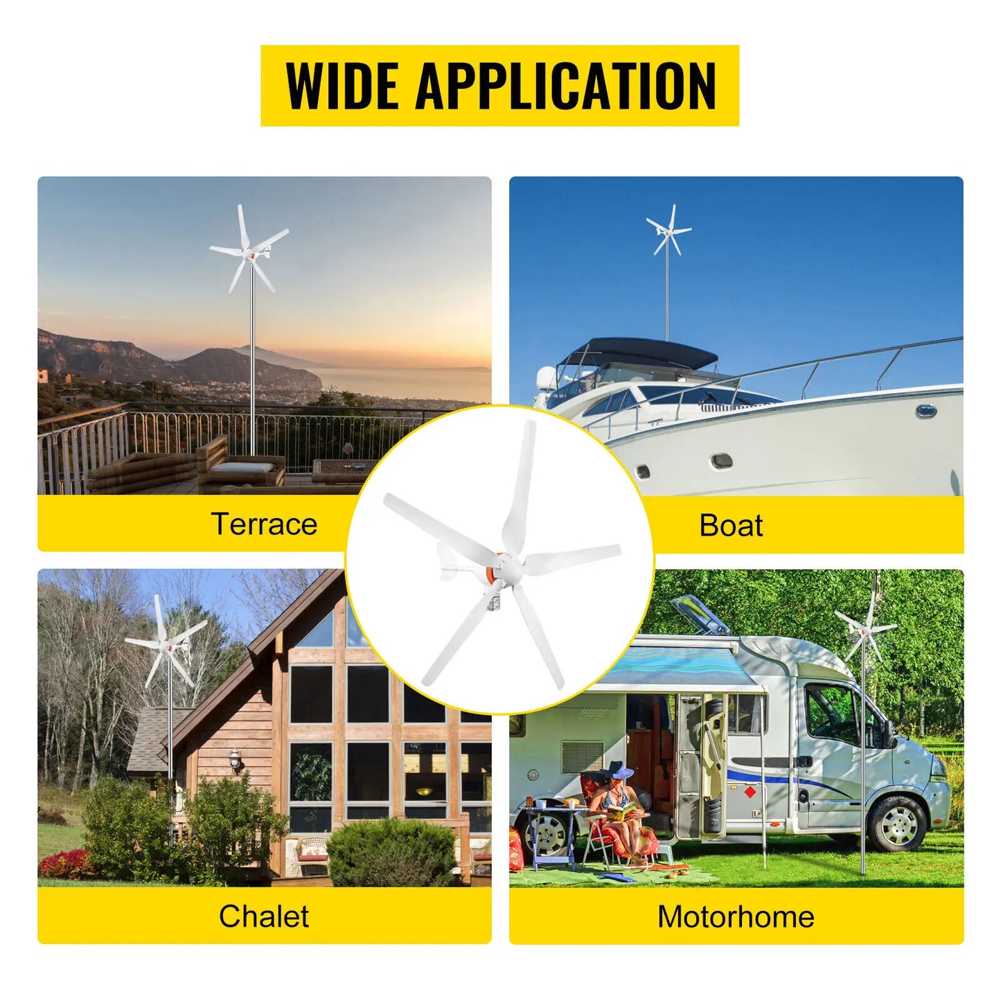 Wind Turbine Generator 500W 5 Blades With MPPT Controller Windmill RV Yacht
