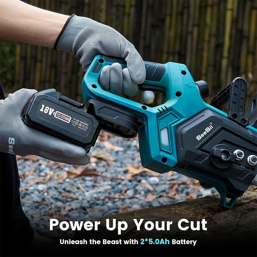 12'' Brushless Electric Chainsaw Cordless Chain Saw Garden Tools Tree Wood Cutting Pruning