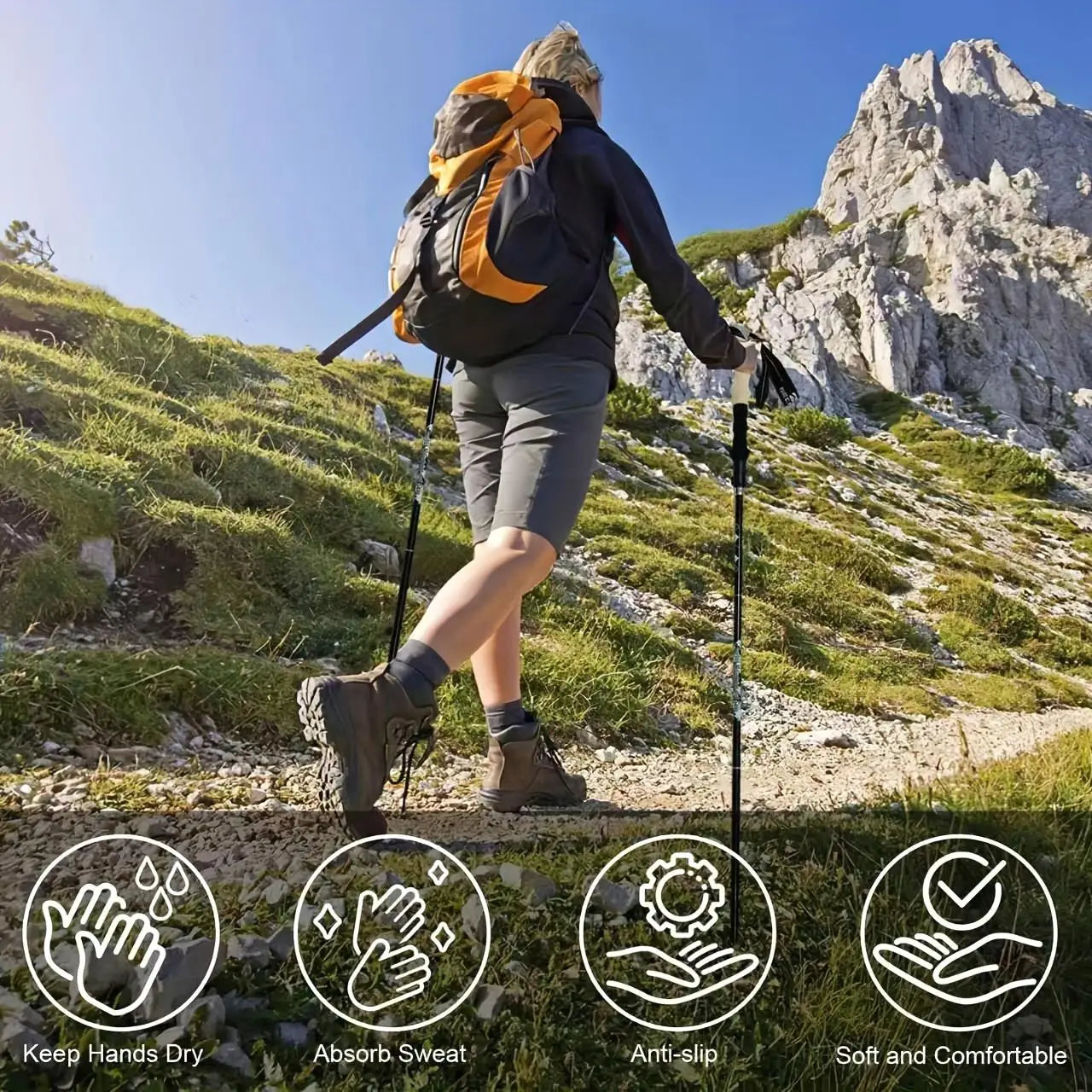 Collapsible Lightweight Trekking Poles for hiking - for men & for women Walking Sticks