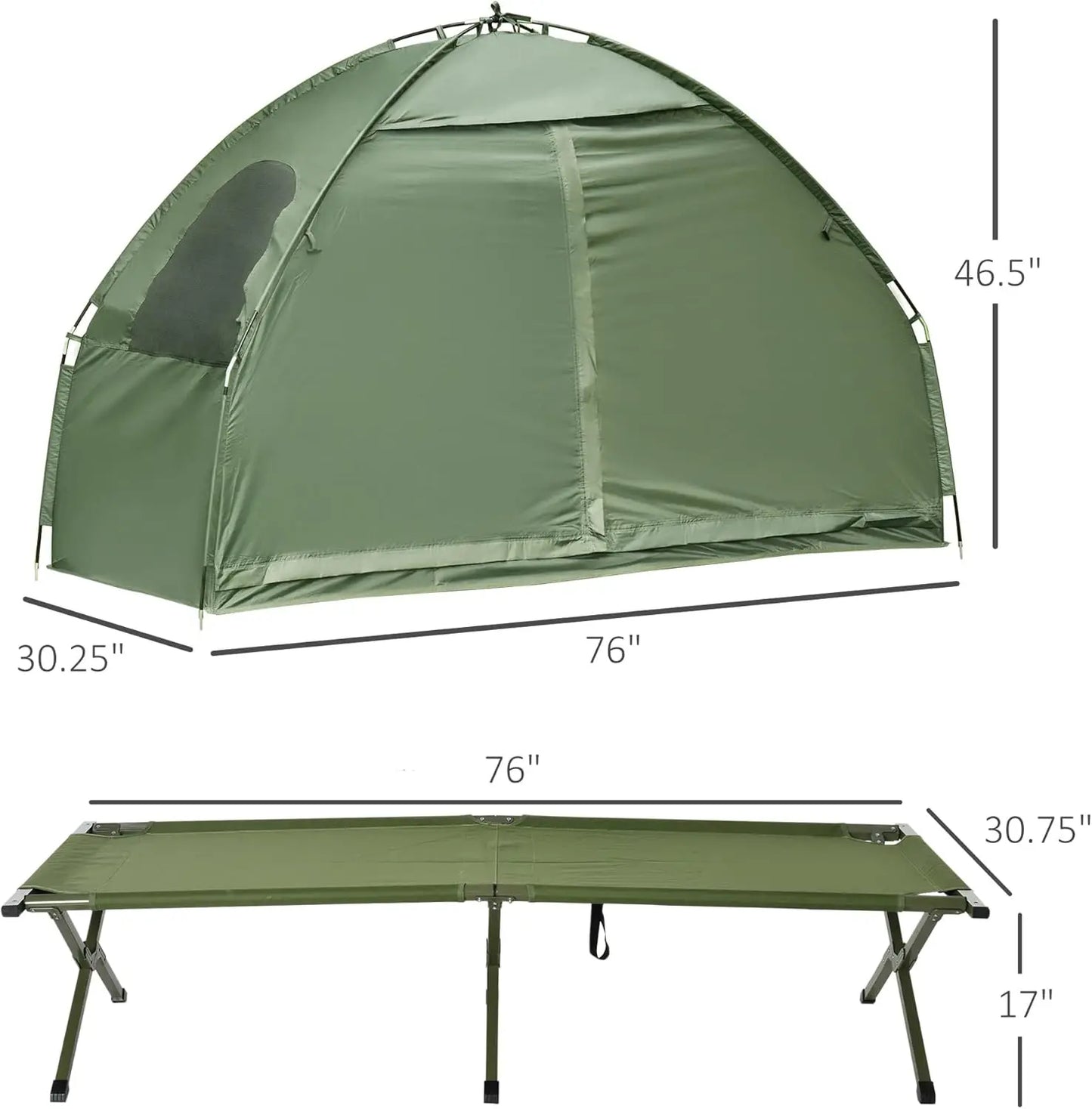 Camping Tent Cot, Single Person Folding Cot Combo, Off-Ground Tent, Covered Outdoor Bed With Carry Bag For Hiking, Camping
