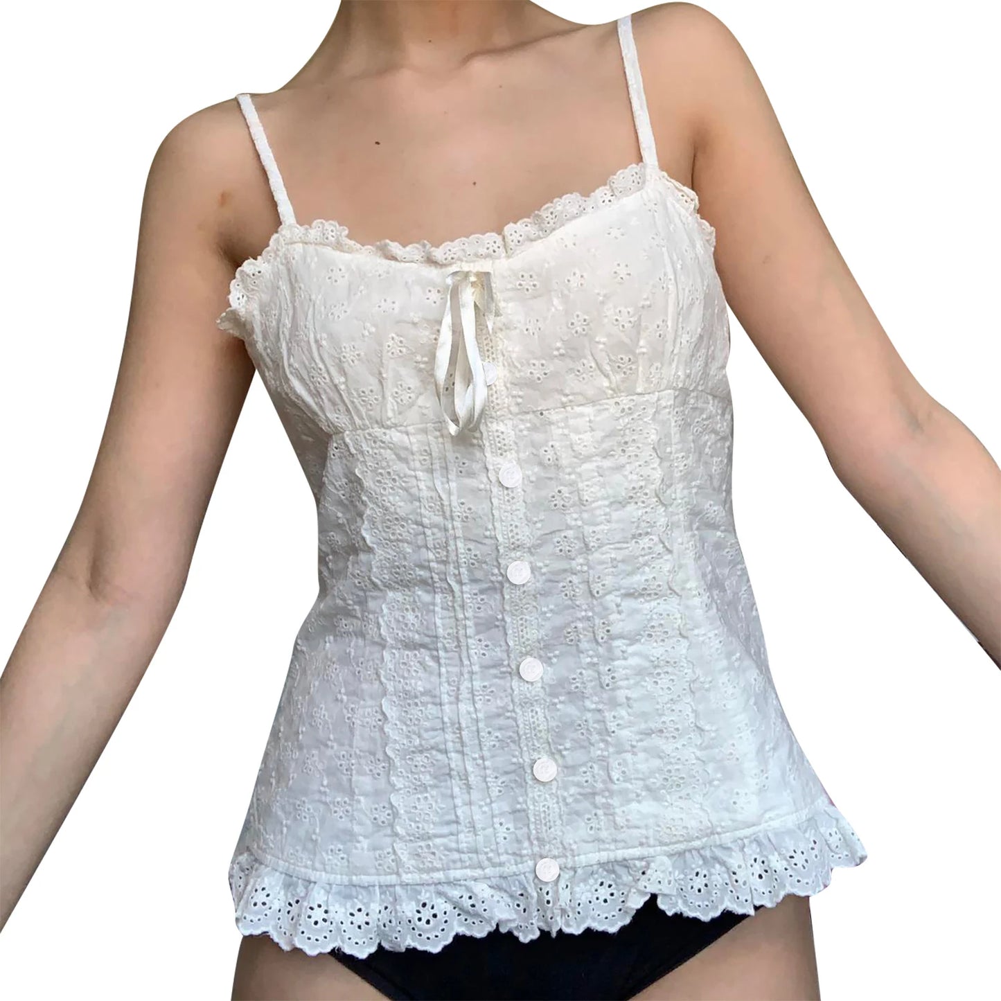 Ladies Elegant -fit Ruffle Tank Top Women s Chic Sleeveless Boat Neck Camisole with Spaghetti Straps and Bow Detail