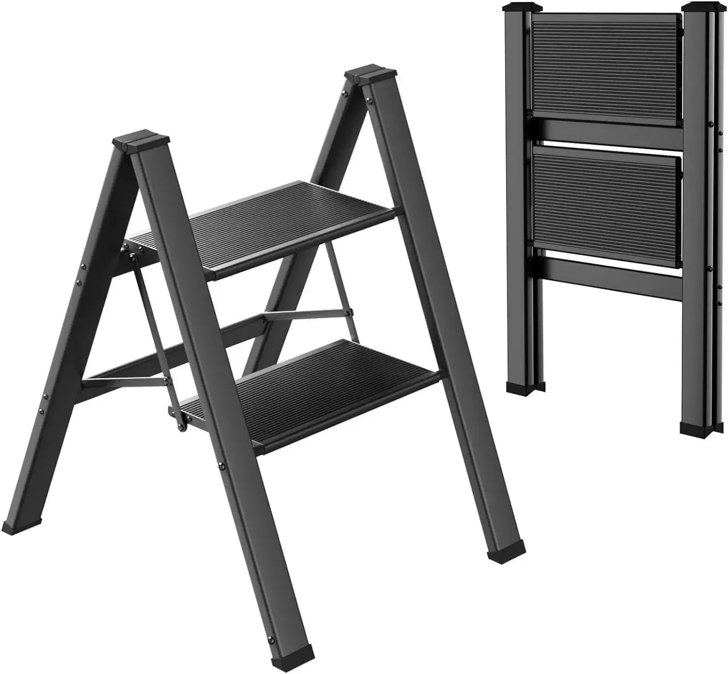 2-3-4 Step Ladder Aluminum Lightweight Folding Step Stool Wide Anti-Slip Pedal