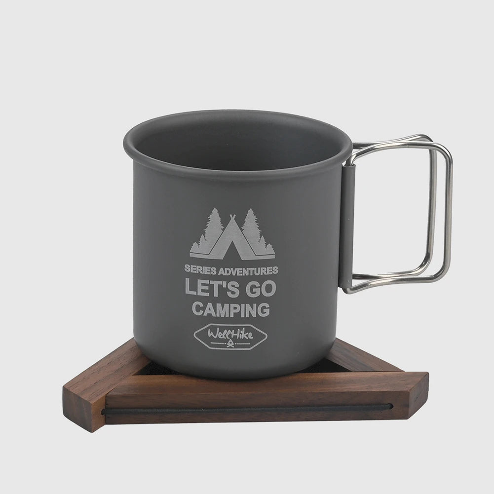 Lightweight 300ML Aluminum Alloy Camping Water Cup with Foldable Handle for Hiking and Outdoor Travel