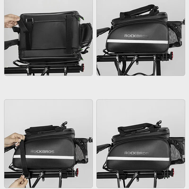 ROCKBROS Bicycle Seat Bags Cycling Rear Backpack Trunk MTB Cycle Travel Bag Large Capacity Outdoors Sport Bike Pannier