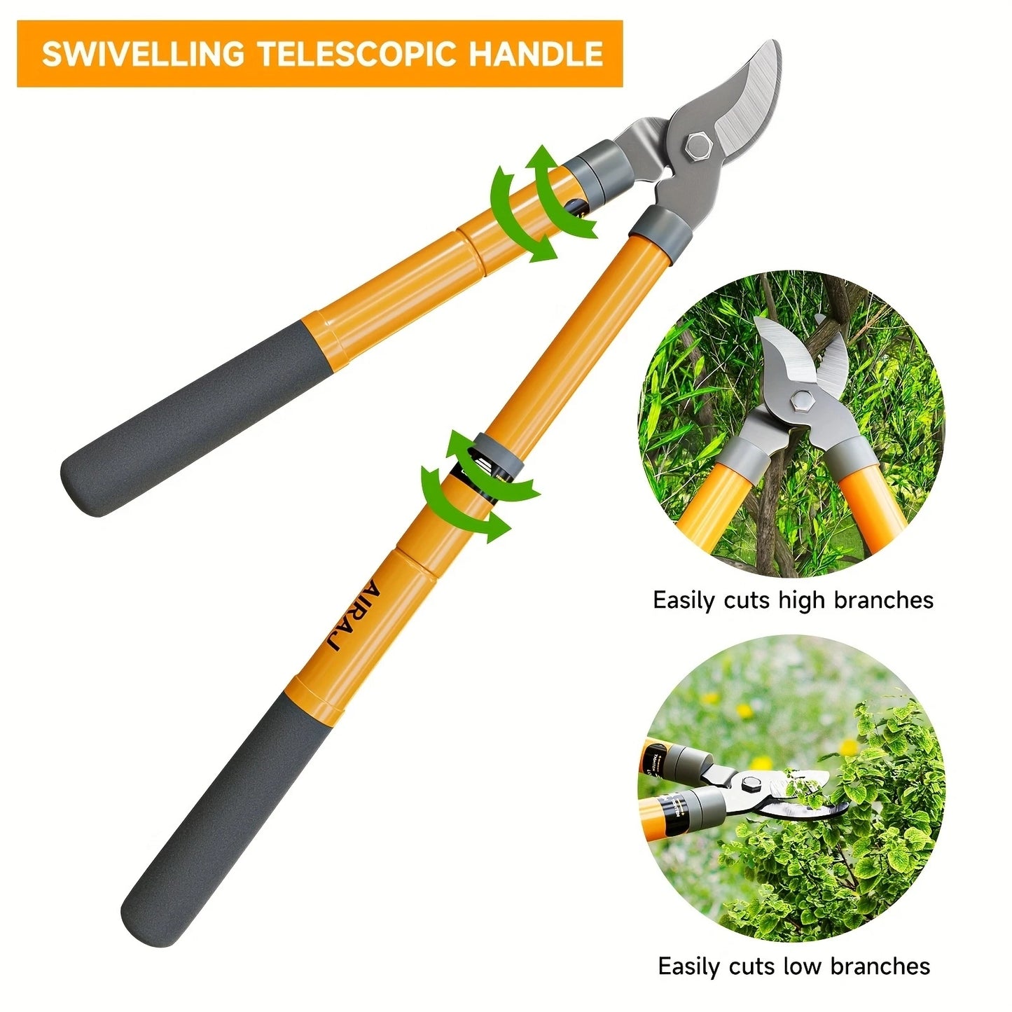Hedge Shears, Pruning Shears with Telescopic Handles,Extendable Heavy-Duty Branch Cutters